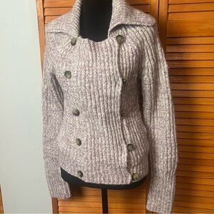 American Eagle Outfitters Women's Ribbed Knit Jacket - purple/lavender -cream